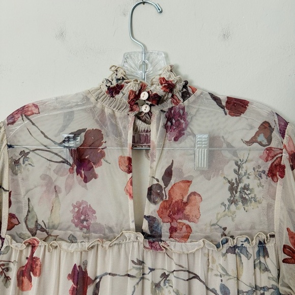 Kate and Lily Floral Cream A-Line High Neck Short Sleeve Dress Women’s Size 4P - Picture 8 of 10